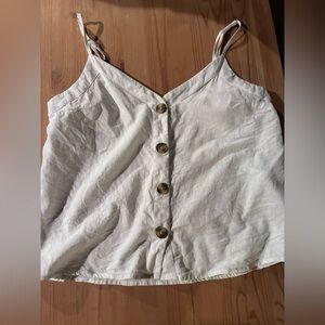 Abercrombie & Fitch White Linen Button-Front Tank Size XS